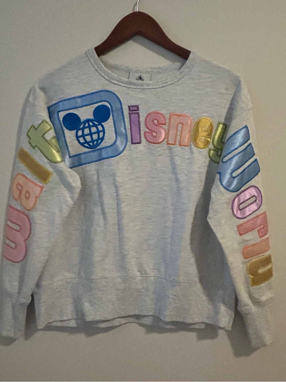 Disney Pastel Letter Sweatshirt - Light Gray Pullover